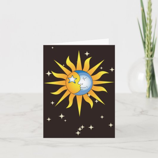 Hemelse Zon & Maan Wenskaart – Whimsical Kaart (Voorkant)