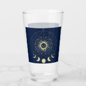 Hemelse Zon Maanfasen Dierenriem Glas (Achterkant)