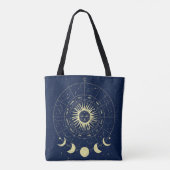 Hemelse Zon Maanfasen Dierenriem Tote Bag (Achterkant)