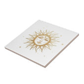 Hemelse Zon met Gezicht Goud en Wit Tegeltje (Zijkant)