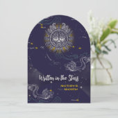 Hemelse Zon Sterrenkaart Donkerblauw Verlovingsfee Kaart (Staand voorkant)