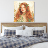 Hemelse Zonnegodin Boho Wandkunst | Stralend Canvas Afdruk (Insitu (Slaapkamer))