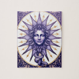 Hemelse Zonnegodin Paars & Wit Mystiek Legpuzzel