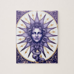 Hemelse Zonnegodin Paars & Wit Mystiek Legpuzzel