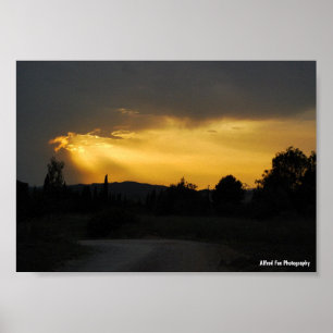 Hemelse Zonnestralen in Hemel Landschap Poster