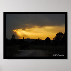 Hemelse Zonnestralen in Hemel Landschap Poster