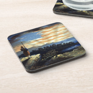 Hemelse zonsopgang van de Amerikaanse vlag in Coun Bier Onderzetter