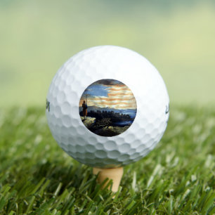 Hemelse zonsopgang van de Amerikaanse vlag in Coun Golfballen