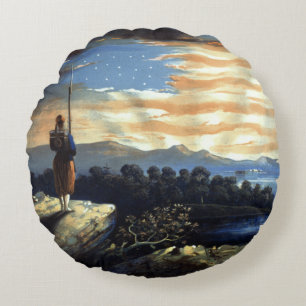Hemelse zonsopgang van de Amerikaanse vlag in Coun Rond Kussen