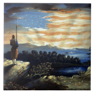 Hemelse zonsopgang van de Amerikaanse vlag in Coun Tegeltje