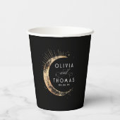 Hemelse Zwart-Gouden Mystieke Huwelijk Papieren Bekers (Achterkant)