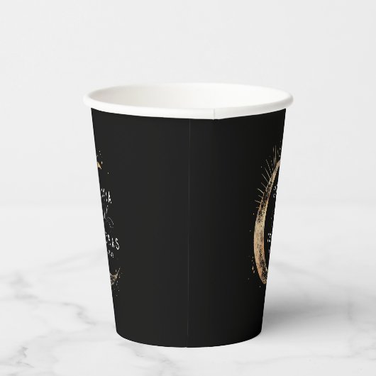 Hemelse Zwart-Gouden Mystieke Huwelijk Papieren Bekers (Rechts)