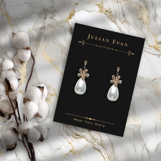 Hemelse Zwart Gouden Sieraden Oorbel Display Visitekaartje