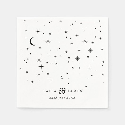 Hemelse zwart-wit bruiloft servet (Voorkant)