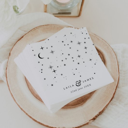 Hemelse zwart-wit bruiloft servet