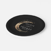 Hemelse Zwarte en Gouden Mystieke Bruiloft Papieren Bordje (Gekanteld)