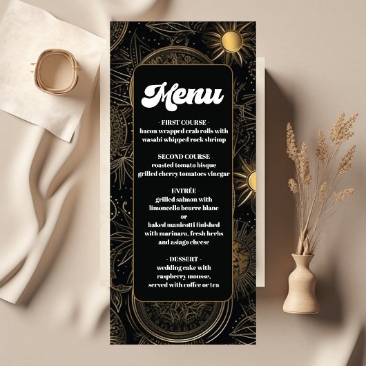 Hemelse Zwarte Gouden Bruiloft Menu