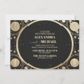 Hemelse Zwarte Gouden Halve Maan Huwelijk Kaart (Voorkant)