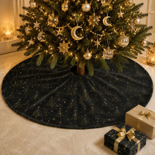 Hemelse Zwarte Gouden Kerstboom Vloerbedekking Rok
