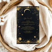 Hemelse Zwarte Gouden Zon Astronomie bruiloft Informatiekaartje
