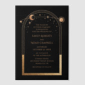 Hemelse Zwarte Gouden Zon Astronomie bruiloft Vellum Uitnodigingen (Voorkant)