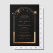 Hemelse Zwarte Gouden Zon Astronomie bruiloft Vellum Uitnodigingen (Offset (Uitnodiging))