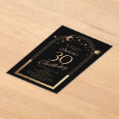 Hemelse Zwarte Gouden Zon Maan Sterren 30e Verjaar Acryl Uitnodigingen (Laagn)