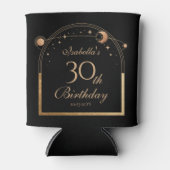 Hemelse Zwarte Gouden Zon Maan Sterren 30e Verjaar Blikjeskoeler (Voorkant)