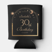 Hemelse Zwarte Gouden Zon Maan Sterren 30e Verjaar Blikjeskoeler (Achterkant)