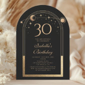 Hemelse Zwarte Gouden Zon Maan Sterren 30e Verjaar Kaart
