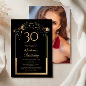 Hemelse Zwarte Gouden Zon Maan Sterren 30e Verjaar Kaart