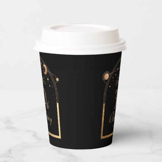 Hemelse Zwarte Gouden Zon Maan Sterren 30e Verjaar Papieren Bekers (Links)