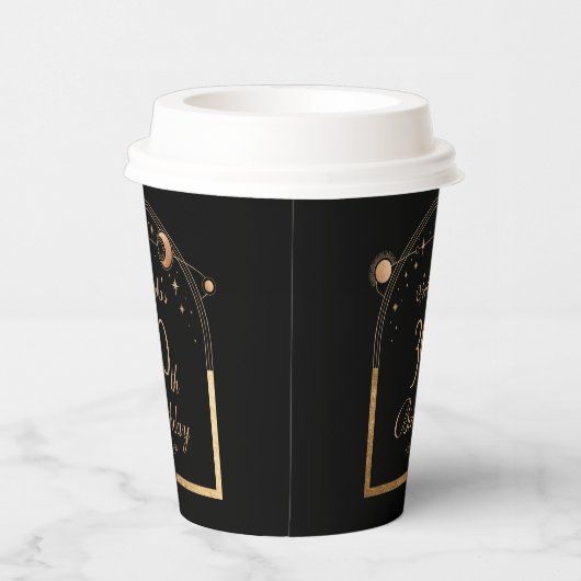 Hemelse Zwarte Gouden Zon Maan Sterren 30e Verjaar Papieren Bekers (Rechts)