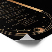 Hemelse Zwarte Gouden Zon Maan Sterren 30e Verjaar Poster (Hoek)