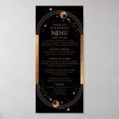 Hemelse Zwarte Gouden Zon Maan Sterren 30e Verjaar Poster (Voorkant)