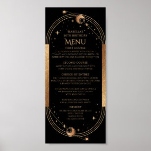 Hemelse Zwarte Gouden Zon Maan Sterren 30e Verjaar Poster