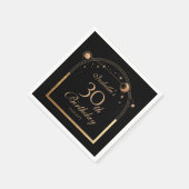 Hemelse Zwarte Gouden Zon Maan Sterren 30e Verjaar Servet (Hoek)