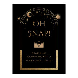 Hemelse Zwarte Gouden Zon Maan Sterren Oh Snap Perfect Poster