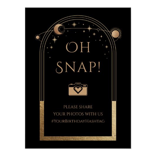 Hemelse Zwarte Gouden Zon Maan Sterren Oh Snap Perfect Poster (Voorkant)