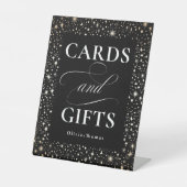 Hemelse Zwarte Kaart en geschenken bruiloft Reclamebord Met Voetstuk (Voorkant)