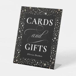 Hemelse Zwarte Kaart en geschenken bruiloft Reclamebord Met Voetstuk