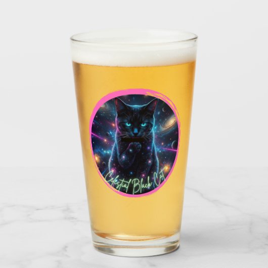 Hemelse Zwarte Kat Glas (Voorkant gevuld)