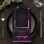 Hemelse Zwarte Paarse Zon Astronomie bruiloft All In One Uitnodiging