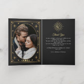 Hemelse Zwarte Tarot Trouwfoto Dank u Folie Wenskaart (Binnenlaag)