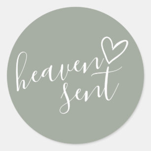 Hemelsgroene geslachtsneutrale babyshower 'Heaven  Ronde Sticker