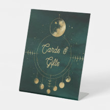 Hemelsgroene Gouden Maan Trouwkaart en Cadeaus