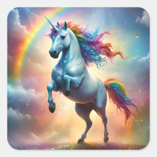 Hemelspectrum: De Regenboog Eenhoorn Boog Vierkante Sticker