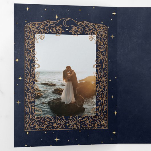 hemelsteengouden maan brutaal huwelijk drieluik uitnodiging (Binnenzijde eerst)