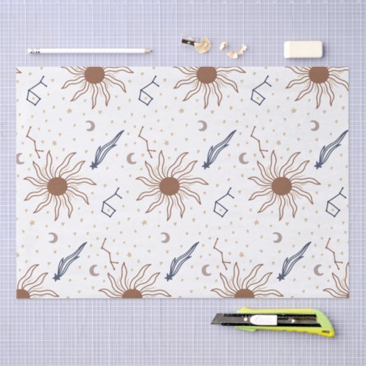 Hemelster, zon en maan tissuepapier (Craft)