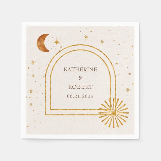 hemelsterren maan bruiloft servetten (Voorkant)